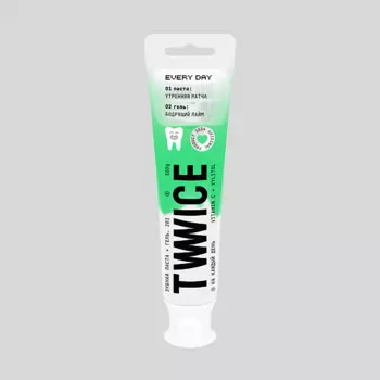 E-RASY TWWICE Зубная паста НА КАЖДЫЙ ДЕНЬ, утренняя матча- бодрящий лайм 100.0