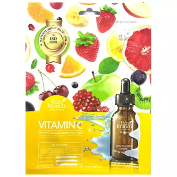 ECOBRANCH Ампульная тканевая маска с витамином С 25.0