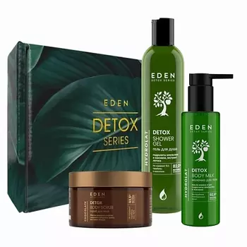 EDEN Подарочный Набор DETOX Молочко для тела+гель для душа Hydrolat+скраб Chocolate +шоппер