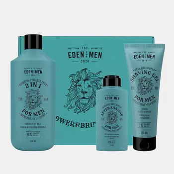 EDEN Подарочный набор For men шампунь-гель 2 в 1+гель для бритья прозрачный+бальзам для бритья