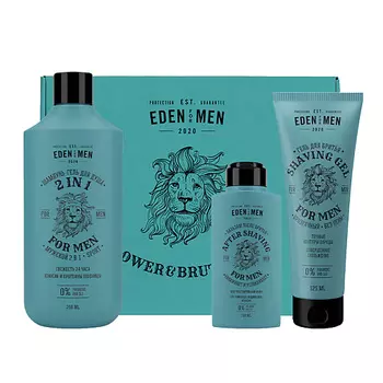 EDEN Подарочный набор For men шампунь-гель 2 в 1+гель для бритья прозрачный+бальзам для бритья