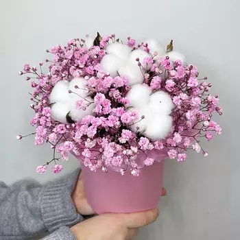 ELEVEN FLOWERS Воздушная композиция из гипсофилы и хлопка