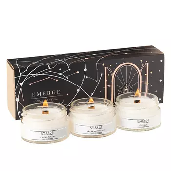 EMERGE Набор 3 свечи ароматические (Апельсин-корица, Попкорн, Синнабон) 3.0