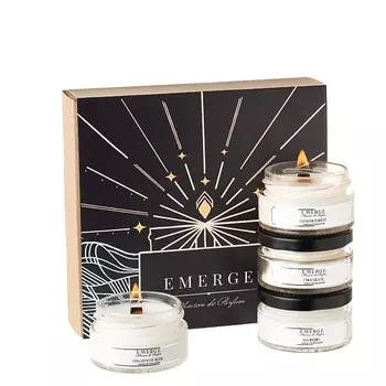 EMERGE Набор 4 ароматических свечи (Шампанское, Ель, Мандарин, Баунти) 4.0