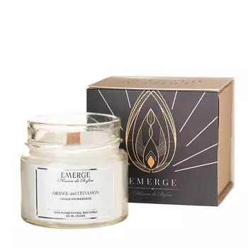 EMERGE Свеча ароматическая Апельсин-Корица с деревянным фитилем 100.0