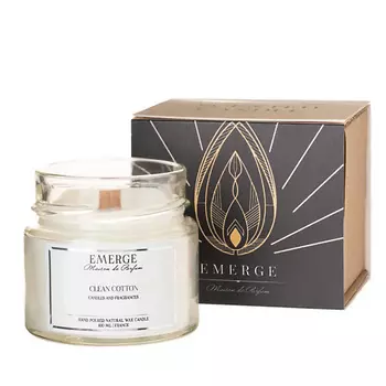 EMERGE Свеча ароматическая Чистый Хлопок с деревянным фитилем 100.0