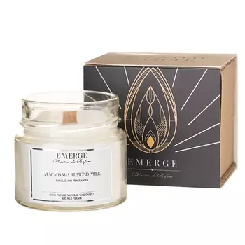 EMERGE Свеча ароматическая Макадамия Миндальное молоко с деревянным фитилем 100.0