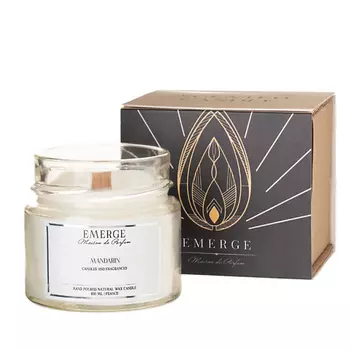 EMERGE Свеча ароматическая Мандарин с деревянным фитилем 100.0