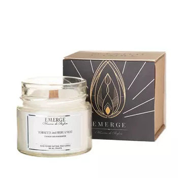 EMERGE Свеча ароматическая Табак Бергамот с деревянным фитилем 100.0