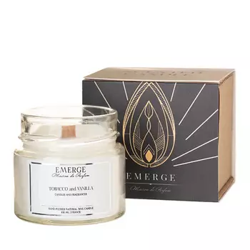 EMERGE Свеча ароматическая Табак Ваниль с деревянным фитилем 100.0