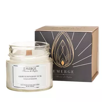 EMERGE Свеча ароматическая Виноград Лемонграсс с деревянным фитилем 100.0