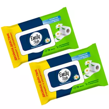 EMILYSTYLE Влажная туалетная бумага с крышкой растворяющаяся (две упаковки) 144.0