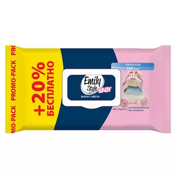 EMILYSTYLE Влажные салфетки Baby, детские, с клапаном 120.0