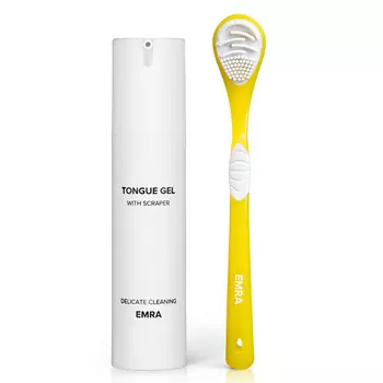 EMRA Набор двойной скребок и гель для чистки языка от белого и желтого налета Delicate Cleaning 50.0