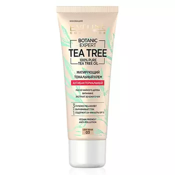 EVELINE Крем тональный для лица 3 в 1 антибактериальный матирующий Botanic Expert Tea Tree Oil