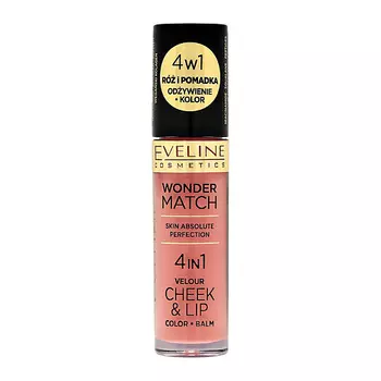 EVELINE Румяна для лица жидкие 4 в 1 Wonder Match Cheek & Lip