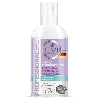 EVI PROFESSIONAL Флюид реконструктор с маслом миндаля для тонких нормальных и сухих волос Professional Salon Hair Care