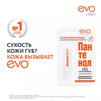 EVO LABORATOIRES Гигиеническая помада ПАНТЕНОЛ для сухой и обветренной кожи губ 2.8
