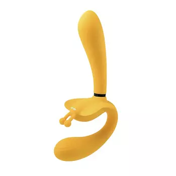 EVOLVED Безремневой страпон с вибрацией The Monarch, желтый