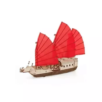 EWA ECO-WOOD-ART Деревянный конструктор 3D Корабль c парусами Джонка 1.0