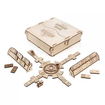 EWA ECO-WOOD-ART Деревянный конструктор 3D настольная игра Домино Мексиканский поезд 1.0