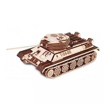 EWA ECO-WOOD-ART Деревянный конструктор 3D Танк Т-34-85 механический 1.0