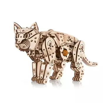 EWA ECO-WOOD-ART Деревянный конструктор 3D Механический Кот (Кошка) 1.0