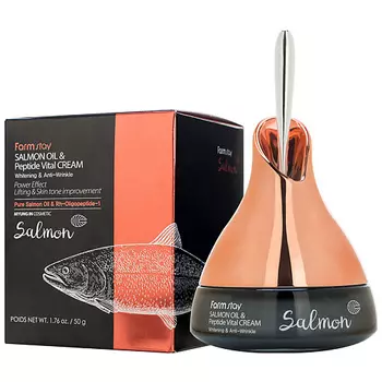 FARMSTAY Крем для лица Омолаживающий с маслом лосося и пептидами Salmon Oil & Peptide Vital Cream
