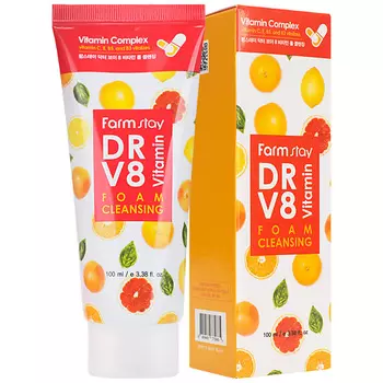 FARMSTAY Пенка для лица очищающая с комплексом витаминов Dr-V8 Vitamin Foam Cleansing
