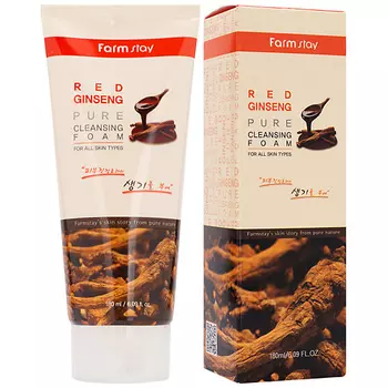 FARMSTAY Пенка для умывания очищающая с экстрактом женьшеня Red Ginseng Pure Cleansing Foam