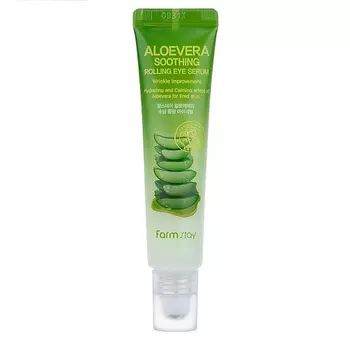 FARMSTAY Успокаивающая сыворотка-роллер для области вокруг глаз с алоэ Aloevera Soothing Rolling Eye Serum