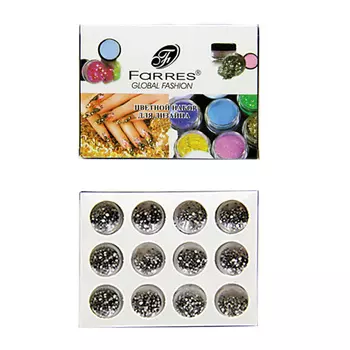 FARRES Набор для дизайна ногтей "Стразы" серебряные