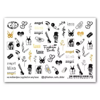 FASHION NAILS Слайдер дизайн для ногтей "Angel"