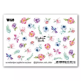 FASHION NAILS Слайдер дизайн для ногтей "Цветочный принт"