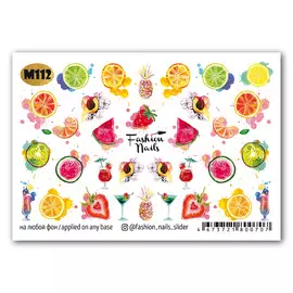 FASHION NAILS Слайдер дизайн для ногтей "Фруктовый коктейль"