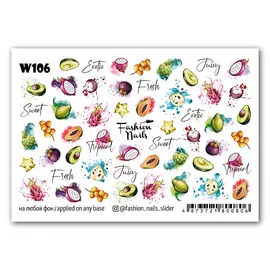 FASHION NAILS Слайдер дизайн для ногтей "Фруктовый рай"