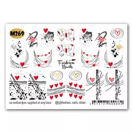 FASHION NAILS Слайдер дизайн для ногтей "Hearts"