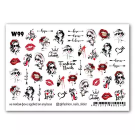 FASHION NAILS Слайдер дизайн для ногтей "Kiss"