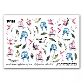 FASHION NAILS Слайдер дизайн для ногтей "Попугаи"