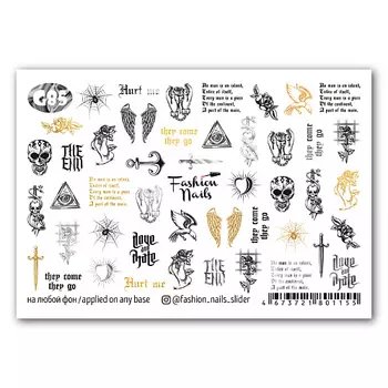 FASHION NAILS Слайдер дизайн для ногтей "Tattoo"