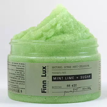 FINNLUX Скраб антицеллюлитный для тела "Mint Lime Sugar" сахарный, с маслом мяты перечной и лаймом 300.0