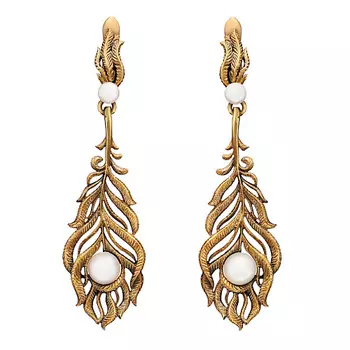 FIORE DI FIRENZE Серьги перья с жемчугом