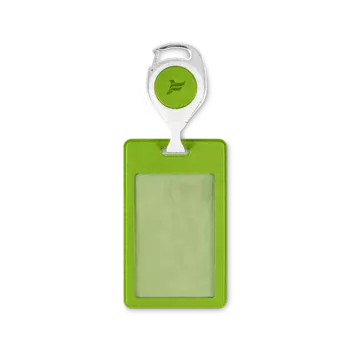 FLEXPOCKET Карман для бейджа из экокожи, вертикальный с рулеткой и клипсой