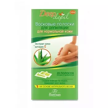 FLORESAN Восковые полоски для депиляции Deep Depil для нормальной кожи с экстрактом алоэ 50.0