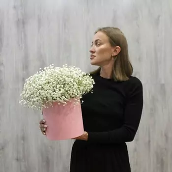 ФЛОРИКА Шляпная коробка из белоснежной гипсофилы