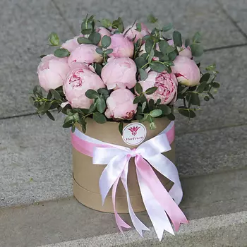 FLORPRO 15 пионов Сара Бернар в коробке