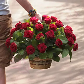 FLORPRO 41 красная роза в корзине