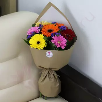 FLORPRO 7 гербер микс, статица, упаковка (мин. заказ от 5 шт)