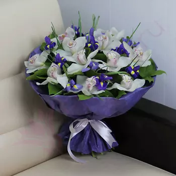 FLORPRO Белые орхидеи и синие ирисы Mini