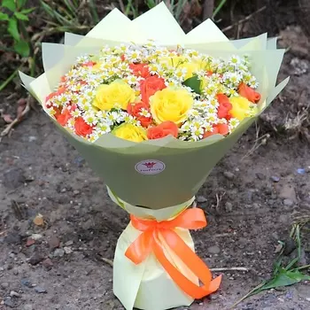 FLORPRO Букет розы с ромашками
